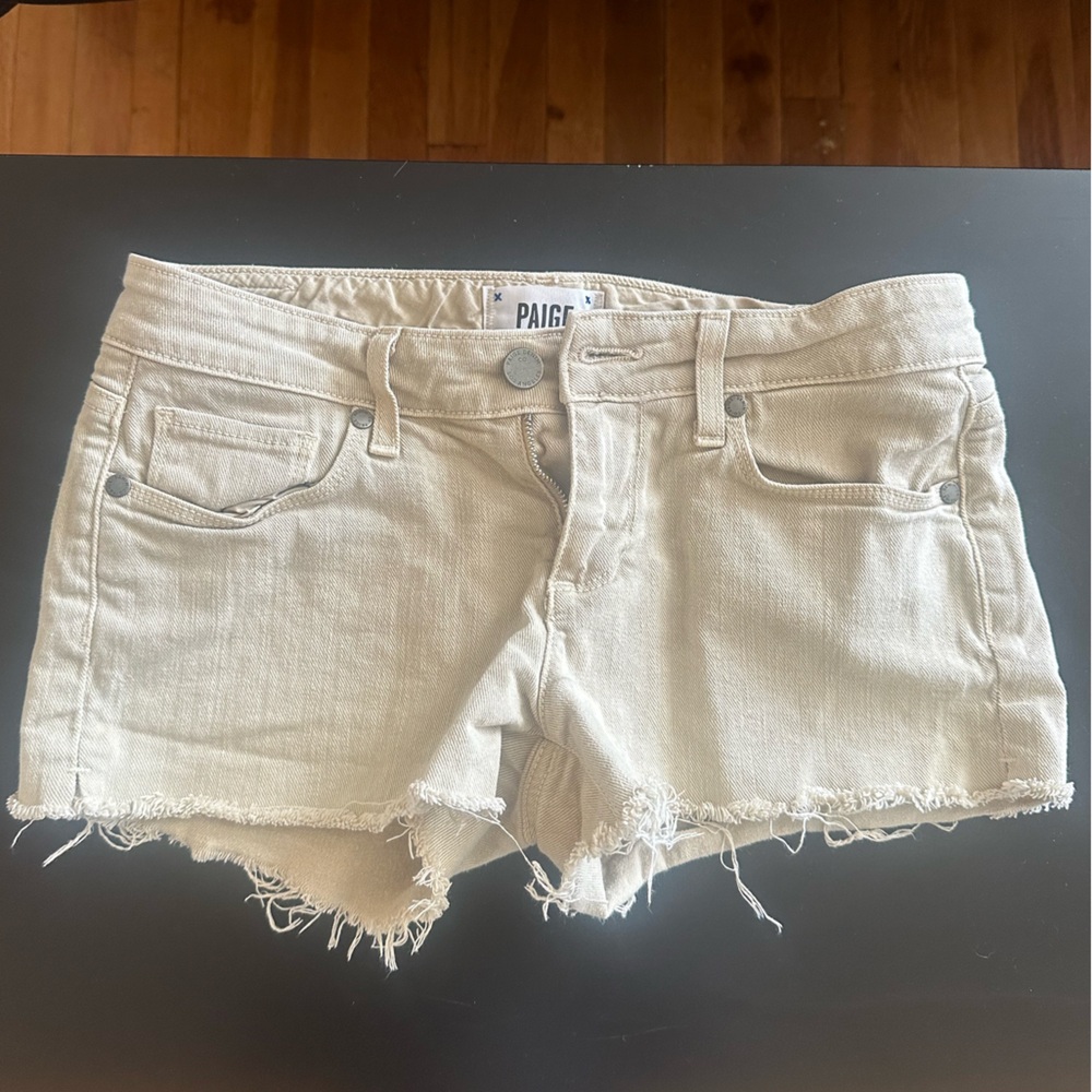 PAIGE Women's Tan Jean Shorts
